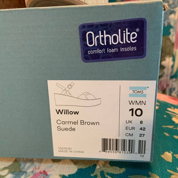 NEW TOMS Carmel Brown Suede Willow Wedges - Picture 13 of 13